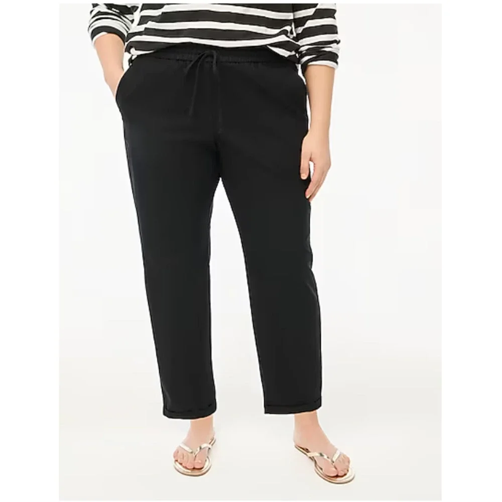 Linen-cotton blend drawstring pant Petite 4